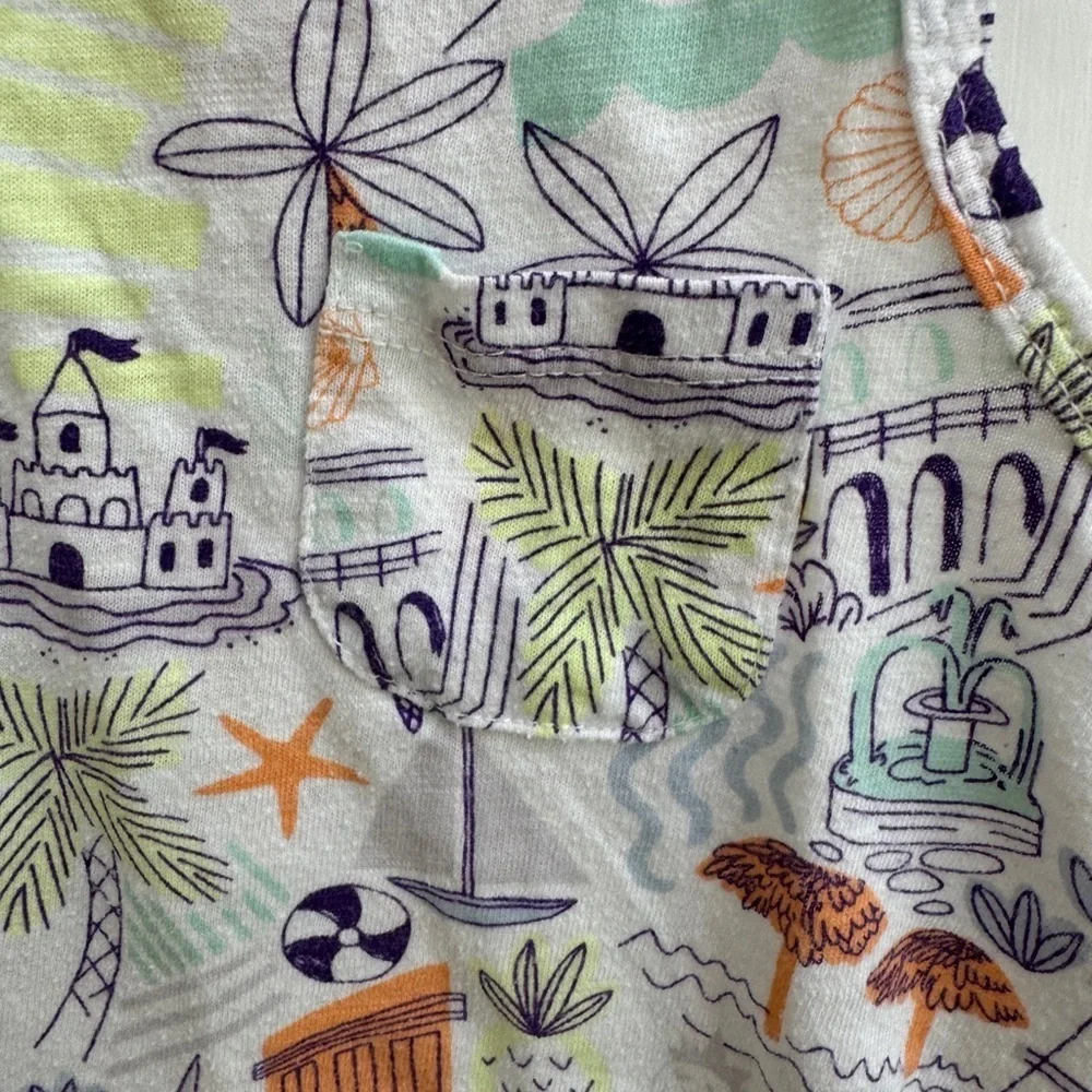 Cat & Jack 3T Girls White Multicolor Tropical Beach Tank Top with Playful Print